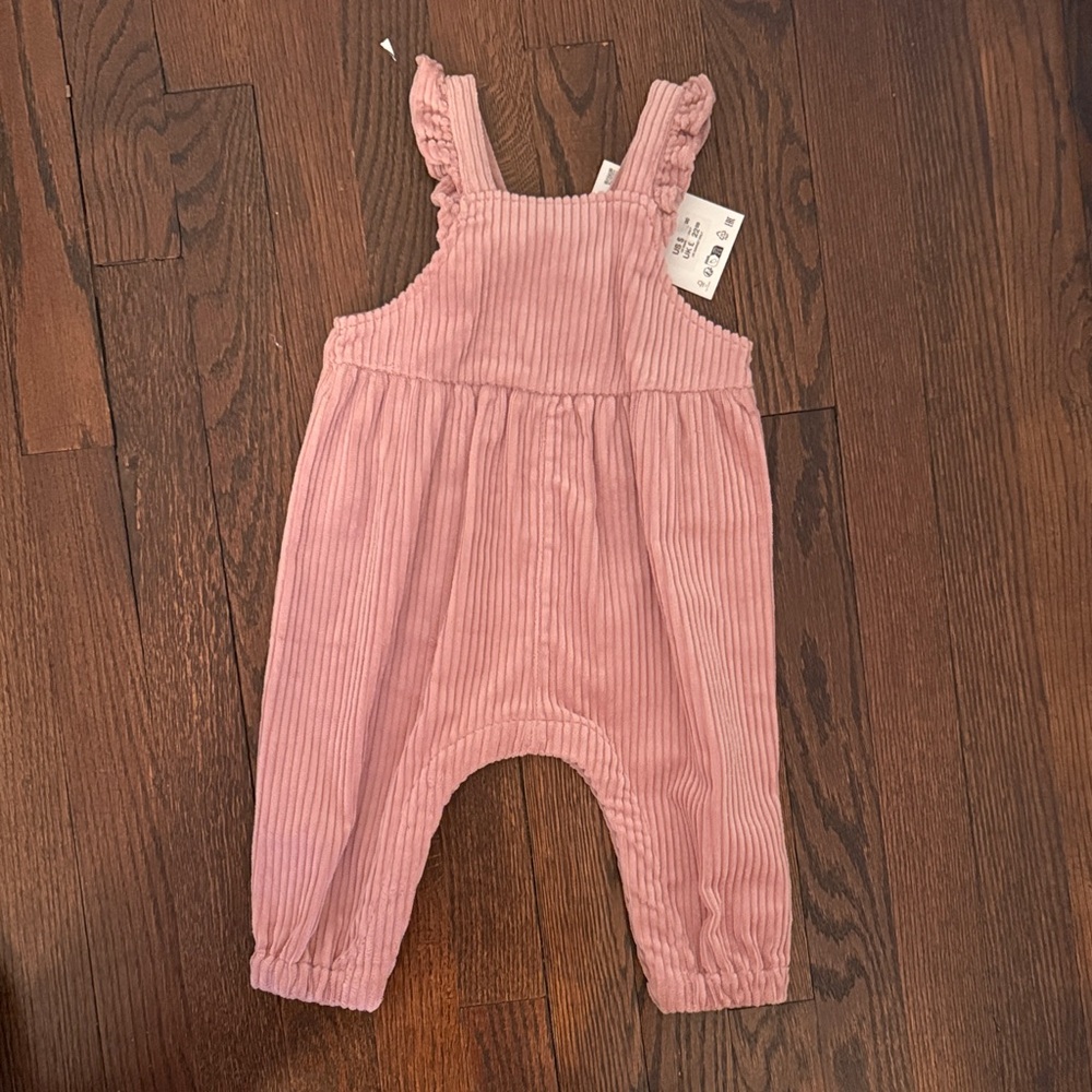 Zara Pink Corduroy Ruffle-Strap Overalls